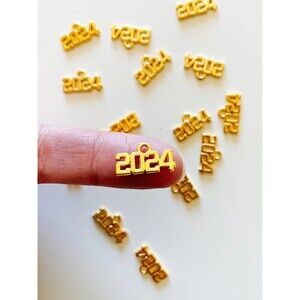 BIG LOT of Gold 2024 Year Charms for Personalized DIY Jewelry & Crafts